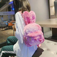 Rabbit's Ears Style Plush Backpack School Girls Knapsack Bag