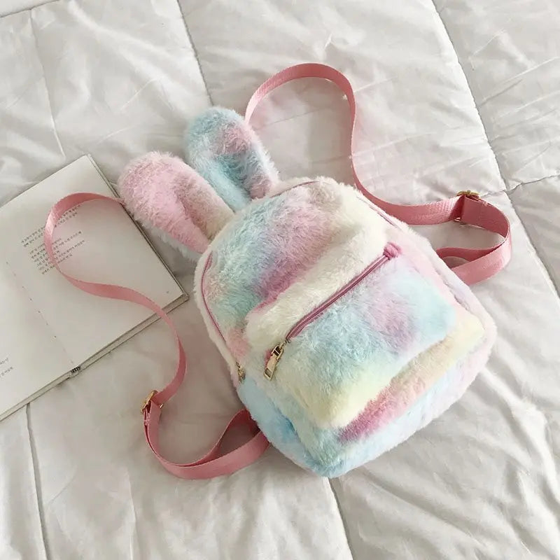 Rabbit's Ears Style Plush Backpack School Girls Knapsack Bag