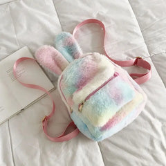 Rabbit's Ears Style Plush Backpack School Girls Knapsack Bag