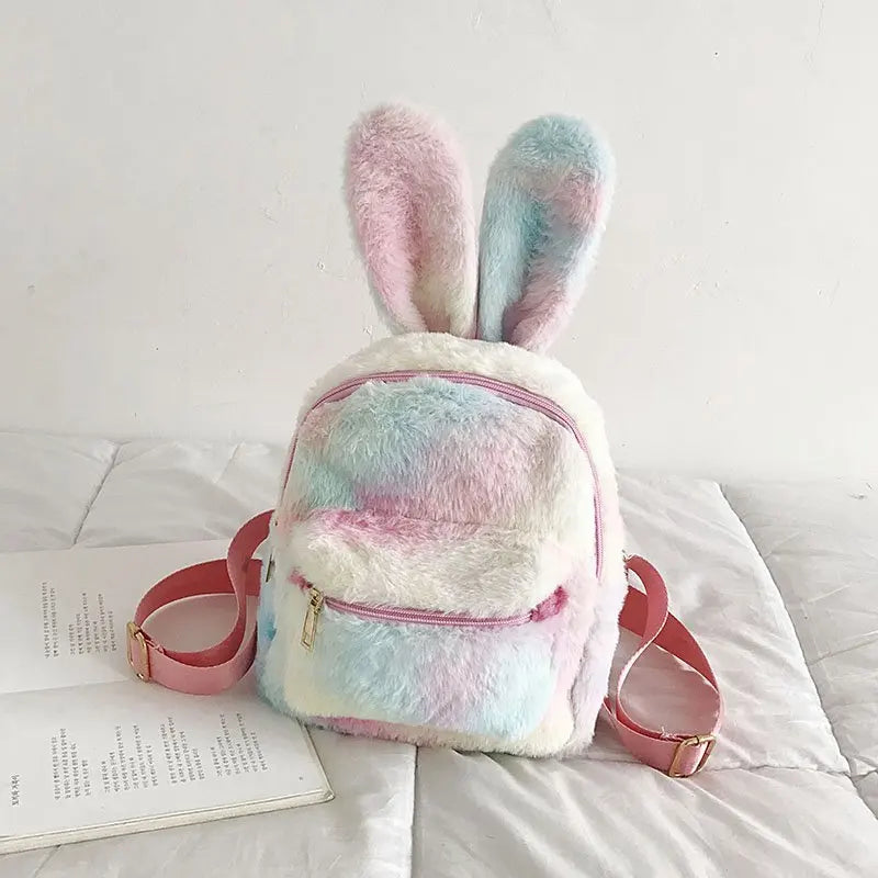 Rabbit's Ears Style Plush Backpack School Girls Knapsack Bag