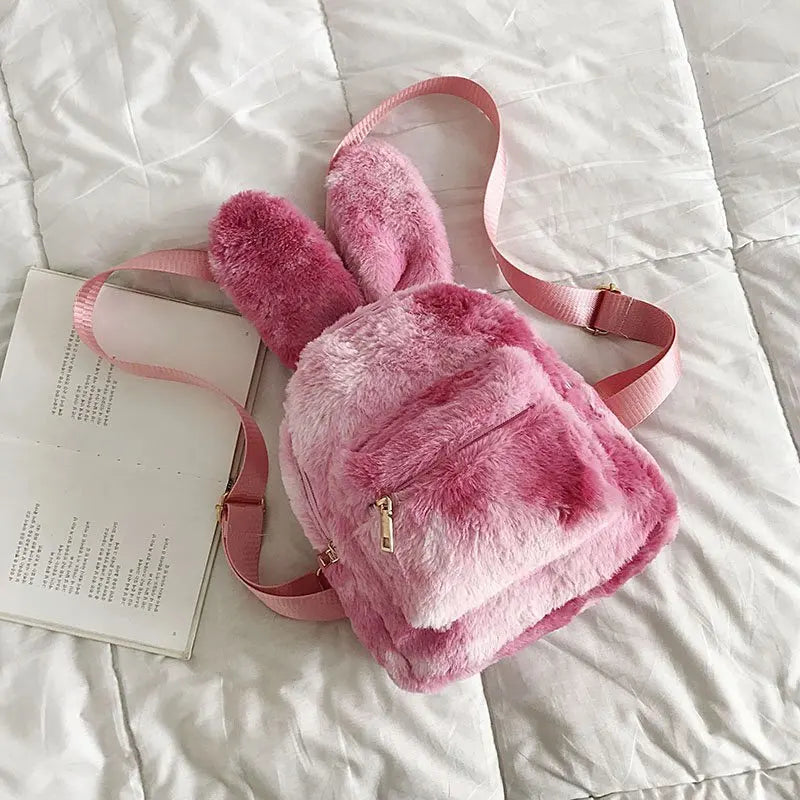 Rabbit's Ears Style Plush Backpack School Girls Knapsack Bag