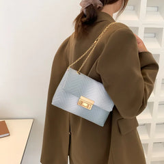 Rainbow Chains Shoulder Bag Women PU Leather Crossbody Handbag Purse Tote