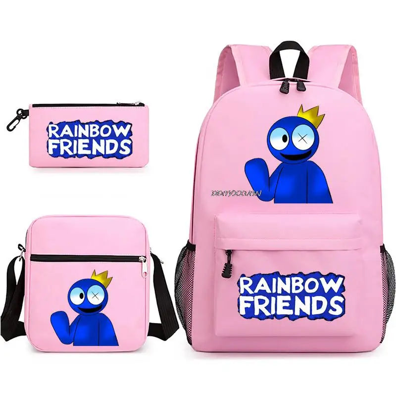 Rainbow Backpack Boys Girls 3 Pcs Set School Bags Teenager Book Rusksack