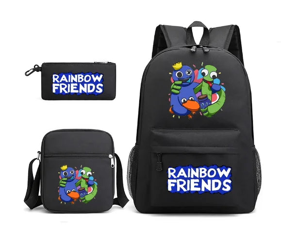 Rainbow Backpack High School Bags Boys Girls 3 Pcs Set Book Rucksack Teen Laptop