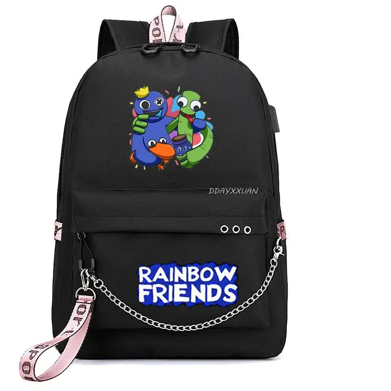 Rainbow Laptop Backpack USB School Bags Women Travel Bags for Girls