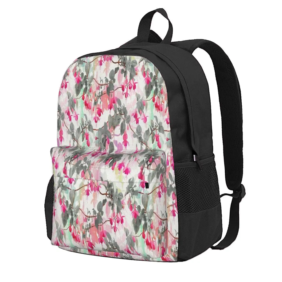 Rainbow Fuchsia Floral Pattern Backpacks - Men's & Women's Travel Bags