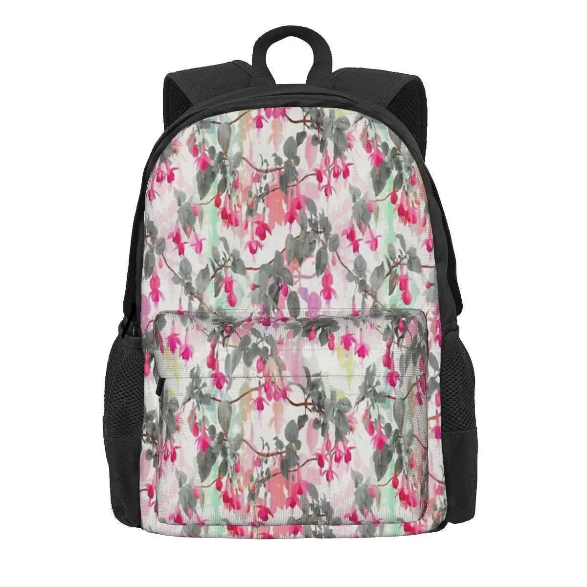 Rainbow Fuchsia Floral Pattern Backpacks - Men's & Women's Travel Bags
