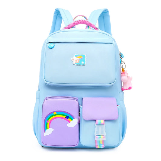 Rainbow Gradient Backpack for Girls Lightweight Student Laptop School Bag
