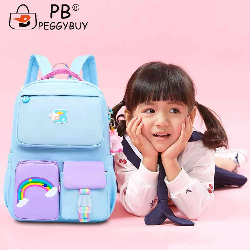 Rainbow Gradient Backpack for Girls Lightweight Student Laptop School Bag