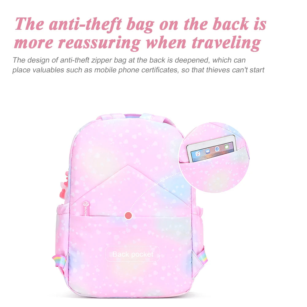 Rainbow Kids Girl Backpacks Large Capacity Student Schoolbags Kindergartens