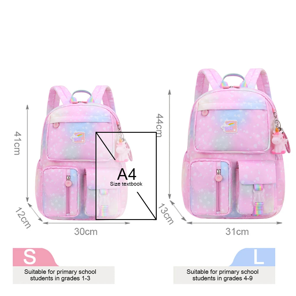 Rainbow Kids Girl Backpacks Large Capacity Student Schoolbags Kindergartens