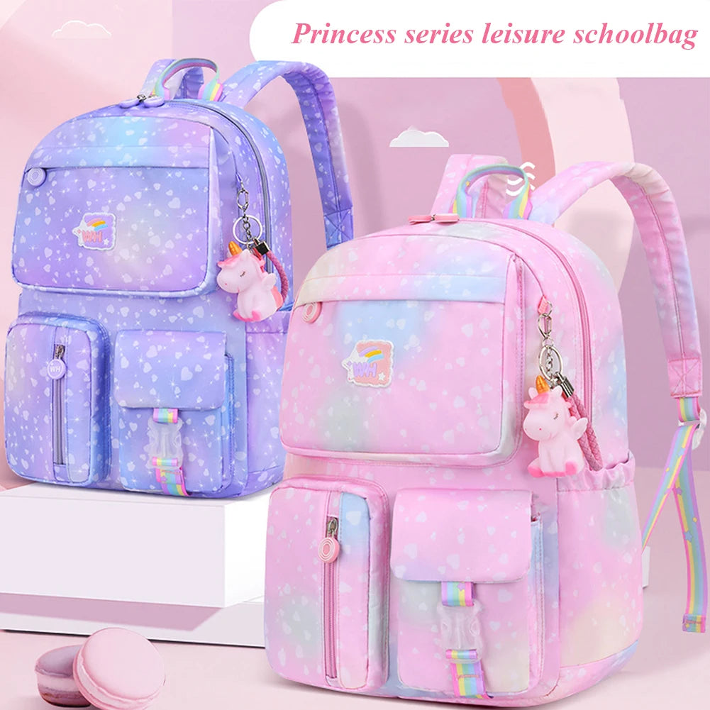 Rainbow Kids Girl Backpacks Large Capacity Student Schoolbags Kindergartens