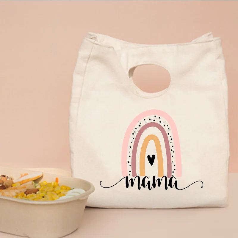 Rainbow Mama Print Lunch Bag Thermal Insulated Cooler Tote Bento Pouch