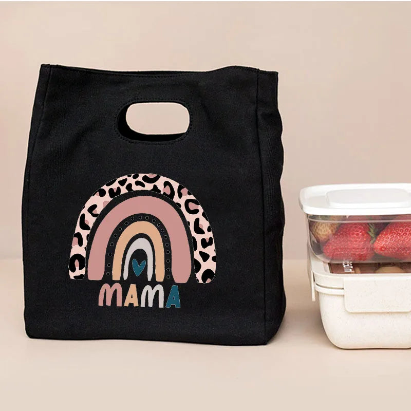 Rainbow Mama Print Lunch Bag Thermal Insulated Cooler Tote Bento Pouch