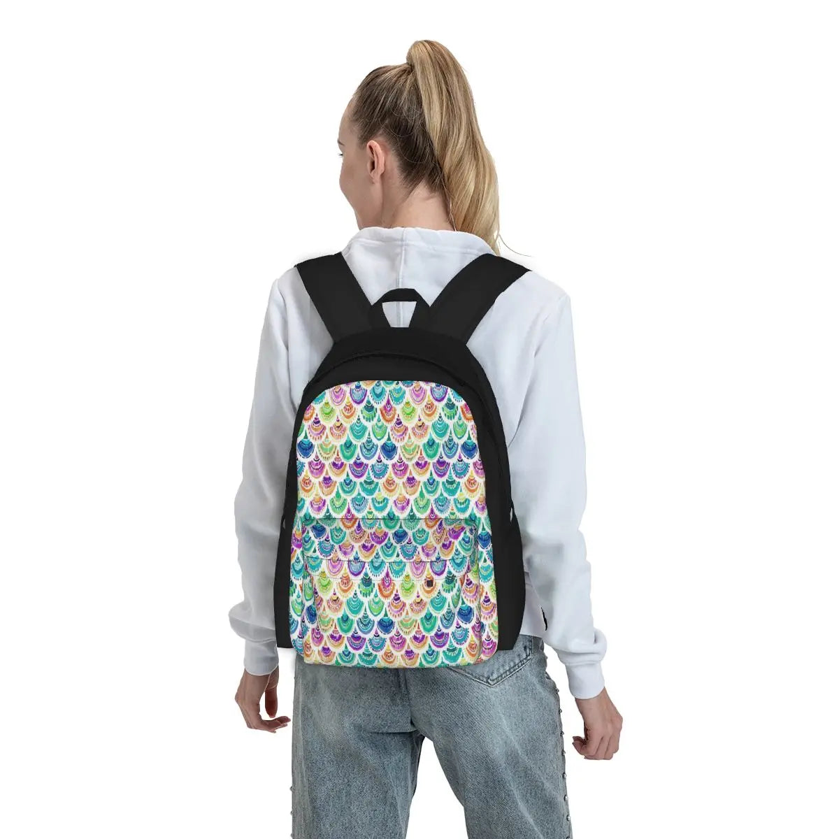 Colorful Mermaid Backpacks Men Women Eco Travel Backpack