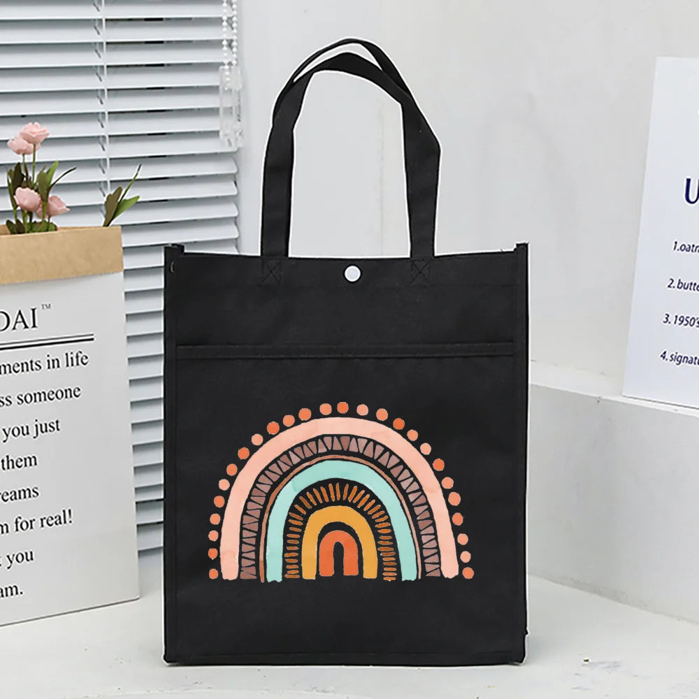Rainbow Print Kids Tuition Bag Waterproof School Bags Boys Girls Large Capacity