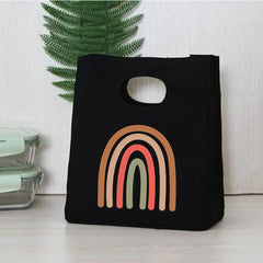 Rainbow Print Portable Lunch Bags Thermal Insulated Bento Box Tote