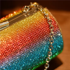 Rainbow Rhinestone Handbag for Women Evening Bag Crystal Shoulder Bags