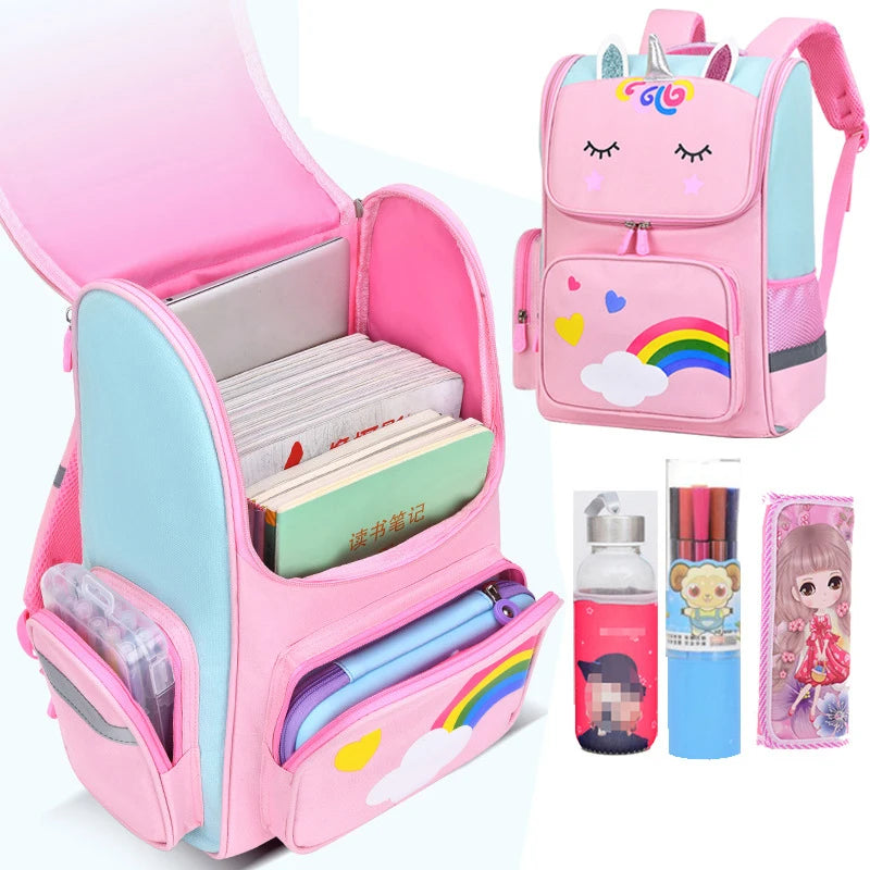 Rainbow School Backpacks for Teen Girls Grades 1-6 Women Travel Bag