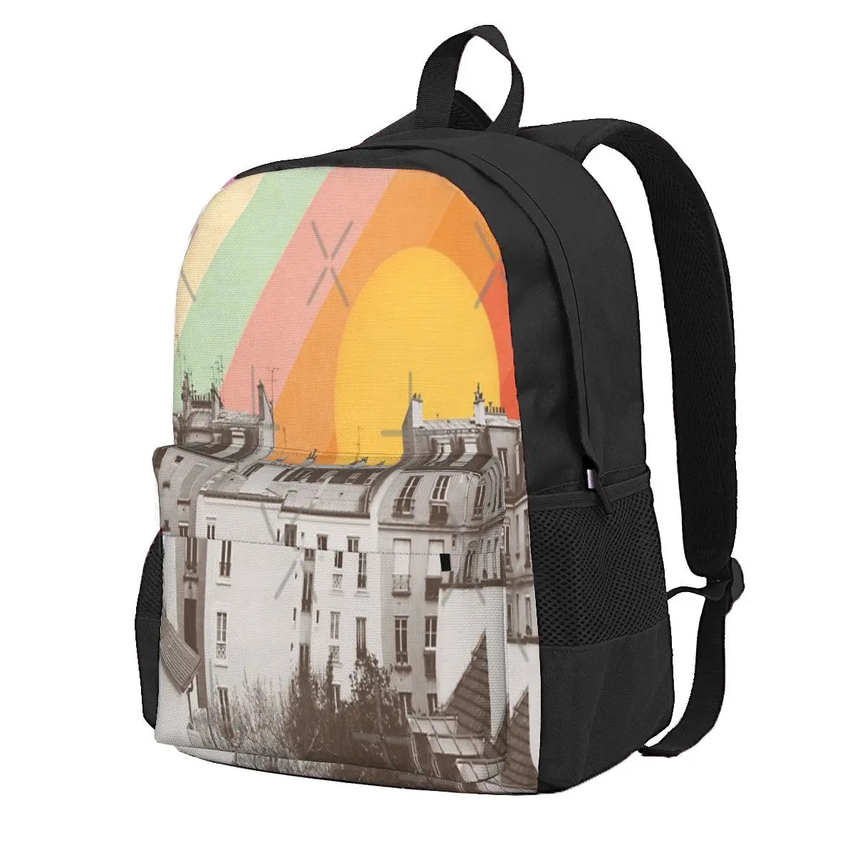 Rainbow Sky Paris Backpack Men Women Travel Kids