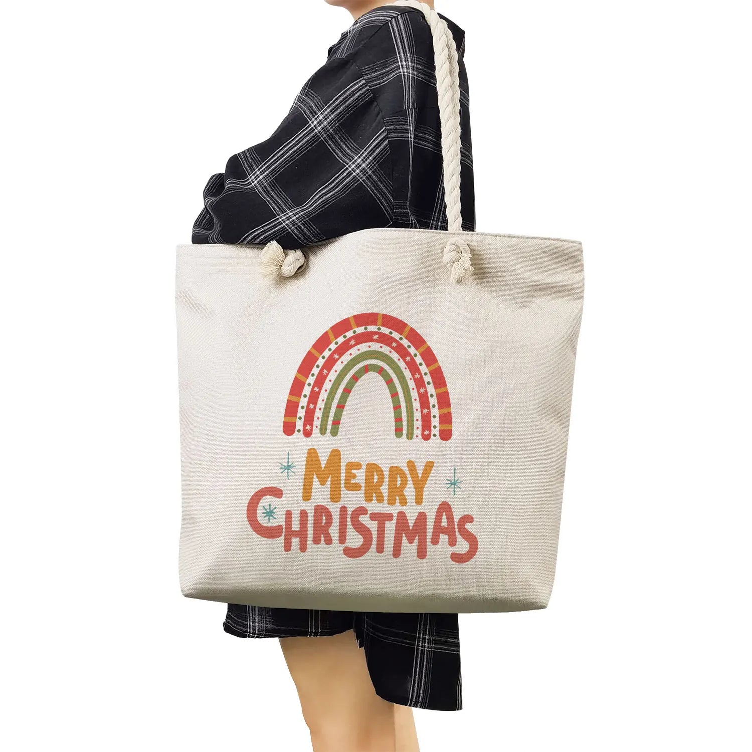 Rainbow Teacher Handbags Foldable Shopping Bags Large Travel Tote Gift