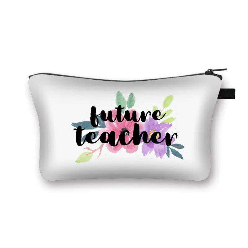 Rainbow Teacher Print Women Cosmetic Bag Happy Teachers' Pattern Makeup Bags Cas