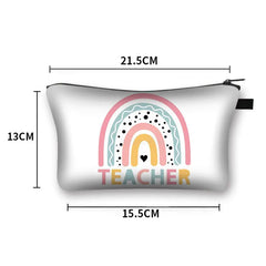 Rainbow Teacher Print Women Cosmetic Bag Happy Teachers' Pattern Makeup Bags Cas