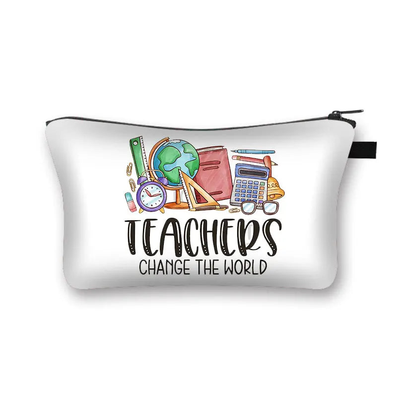 Rainbow Teacher Print Women Cosmetic Bag Happy Teachers' Pattern Makeup Bags Cas