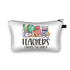 Rainbow Teacher Print Women Cosmetic Bag Happy Teachers' Pattern Makeup Bags Cas
