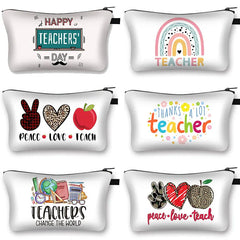 Rainbow Teacher Print Women Cosmetic Bag Happy Teachers' Pattern Makeup Bags Cas