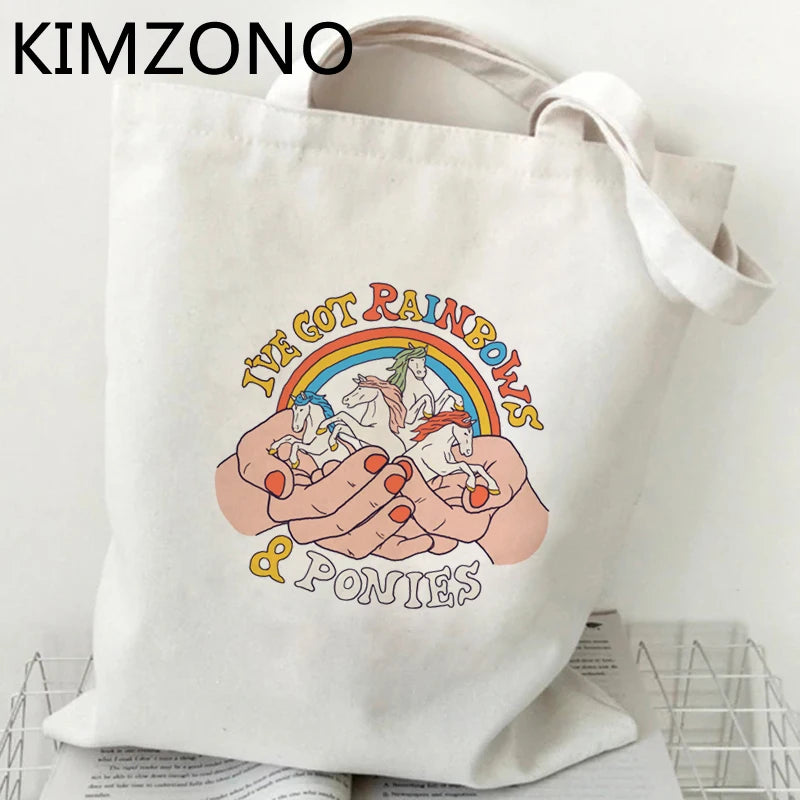 Rainbow Shopping Bag Handbag Bolso Jute Bag Shopper Reusable