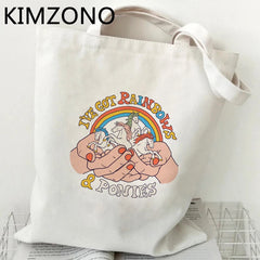 Rainbow Shopping Bag Handbag Bolso Jute Bag Shopper Reusable
