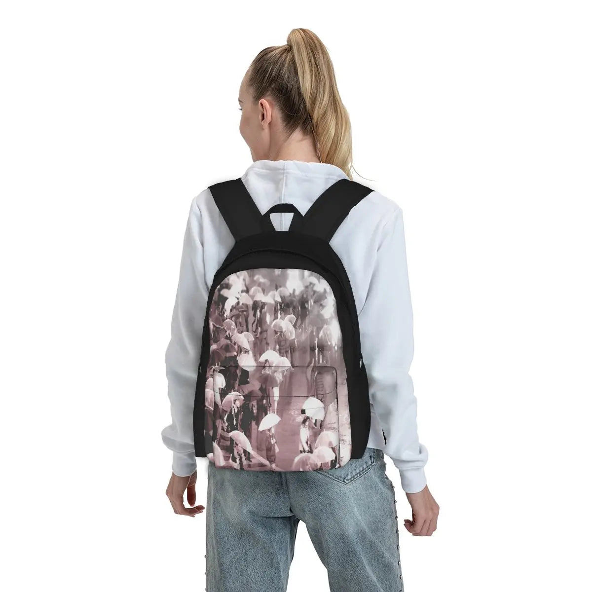 Rainy In Shibuya Backpacks Vintage School Bags Zipper Close