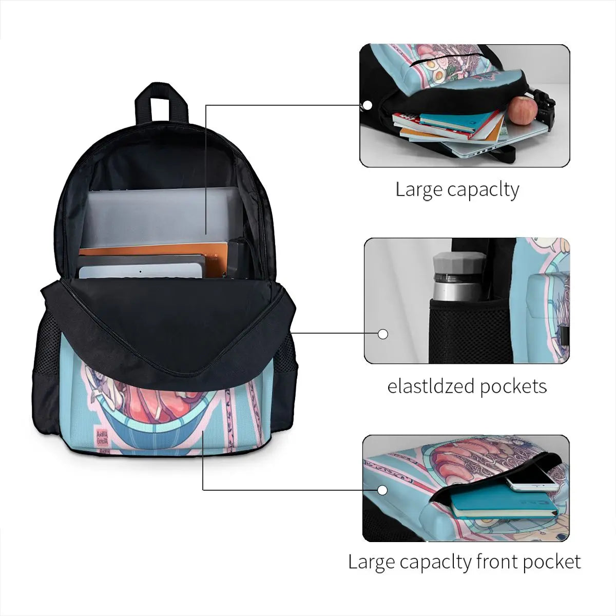 Ramen Time Backpacks Men's & Women's Retro Bags for Children
