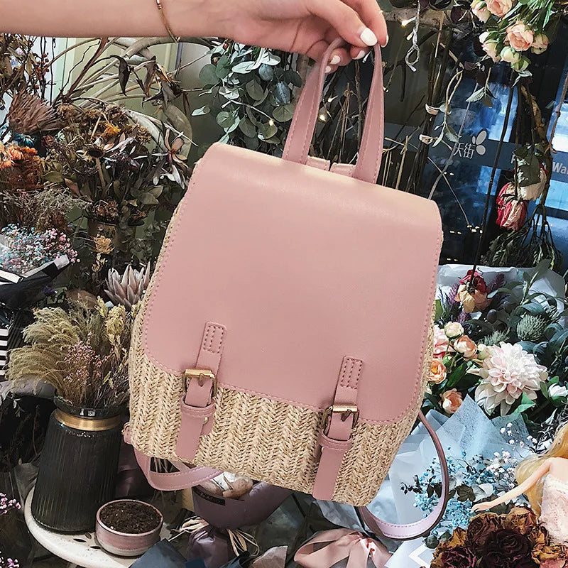Women Backpack Straw Bag School Bags For Teenage Girls Travel Bags