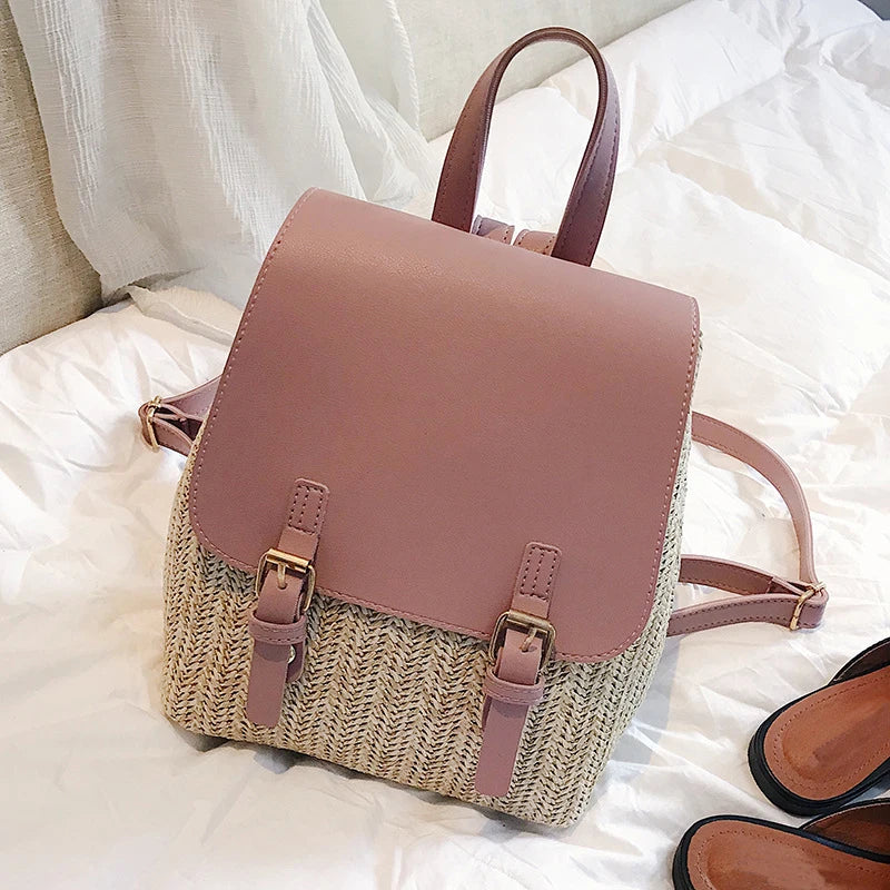 Women Backpack Straw Bag School Bags For Teenage Girls Travel Bags