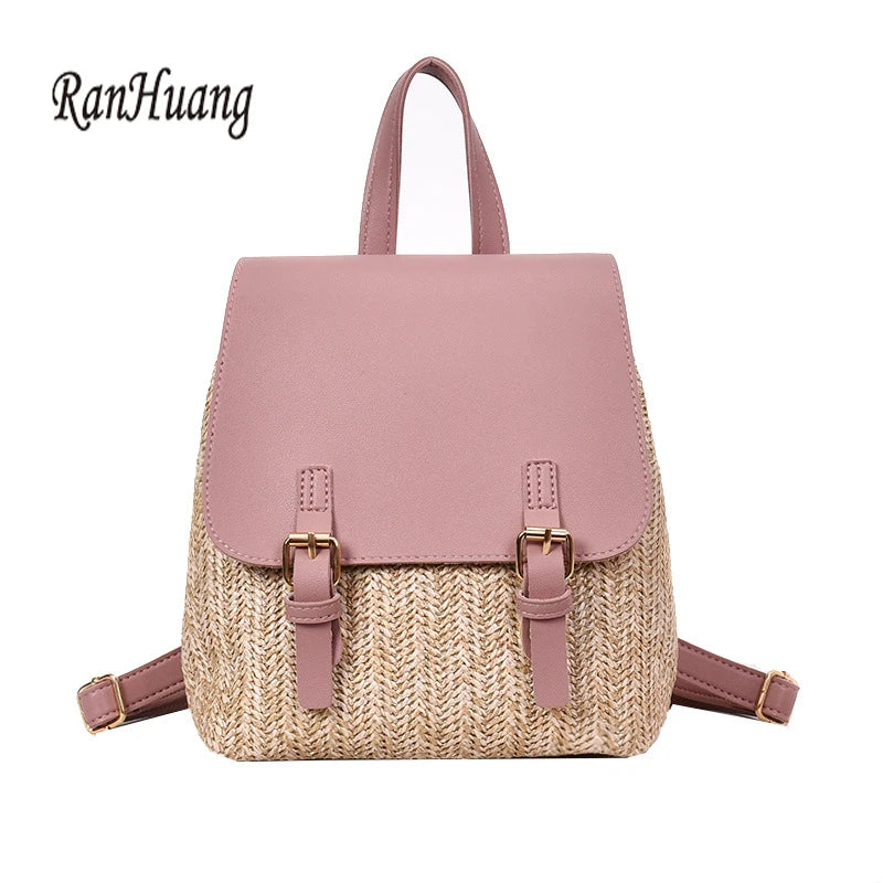 Women Backpack Straw Bag School Bags For Teenage Girls Travel Bags