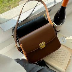 Vintage Small Shoulder Bag Women High Pu Leather Crossbody Bag Brown