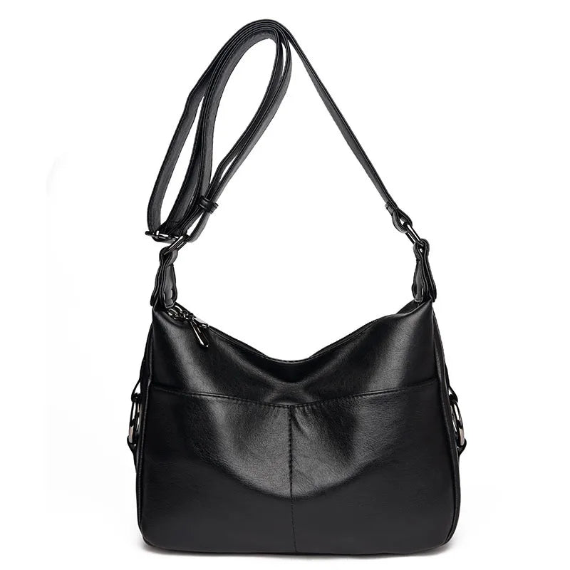 Red Crossbody Messenger Bag Soft Leather Casual Shoulder Bag