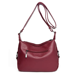 Red Crossbody Messenger Bag Soft Leather Casual Shoulder Bag
