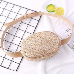 Bohemia Straw Bag Women Waist Bag Summer Beach Mini Travel Pack Girl Chest Purse