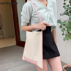 Rattan Straw Shoulder Bags for Women's Summer Beach Bags