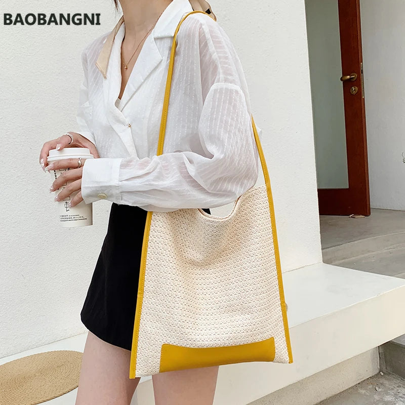 Rattan Straw Shoulder Bags for Women's Summer Beach Bags