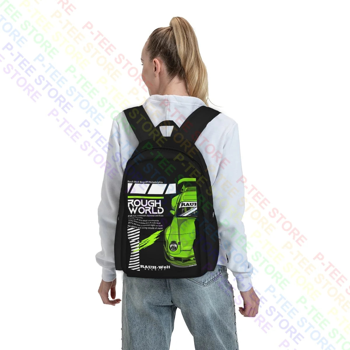 Rwb Vintage Art Print Backpack Large Capacity