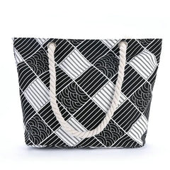 Plaid Beach Tote Canvas Shopping Bag Casual Shoulder Handbag B790