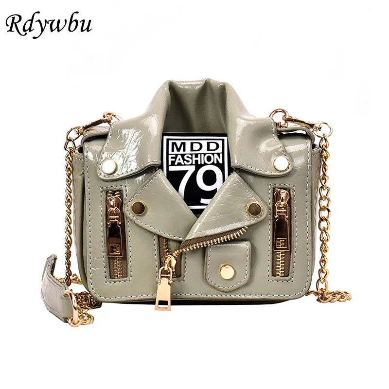 Punk Shoulder Bag Motobike Mini Crossbody Bag Women PU Leather Chain Messenger B