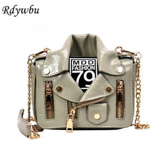 Punk Shoulder Bag Motobike Mini Crossbody Bag Women PU Leather Chain Messenger B