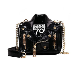 Punk Shoulder Bag Motobike Mini Crossbody Bag Women PU Leather Chain Messenger B