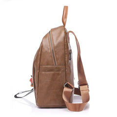 Vintage PU Leather Backpack with Earphone Hole