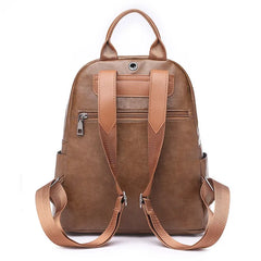 Vintage PU Leather Backpack with Earphone Hole